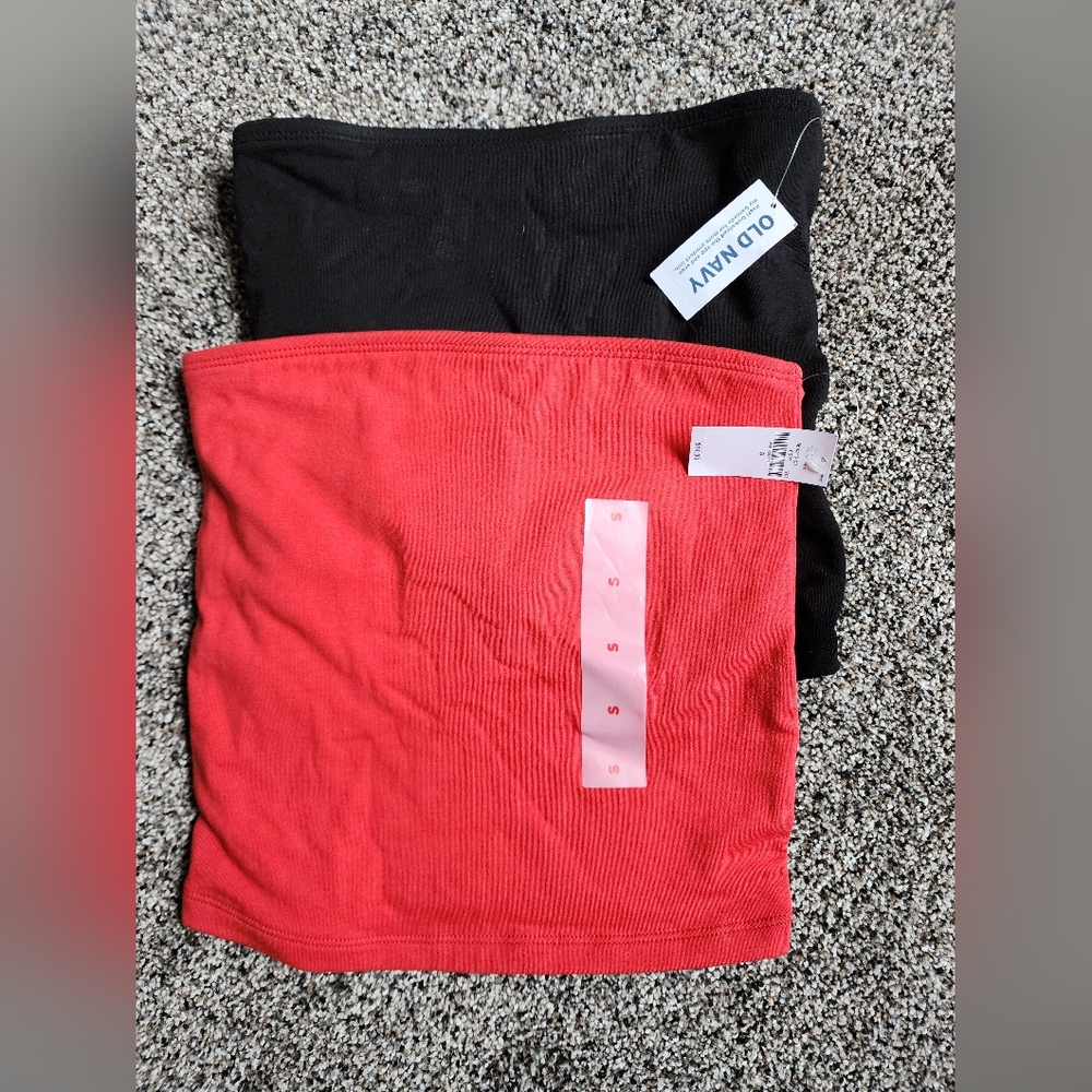 2 Old Navy tube tops, red and black size S